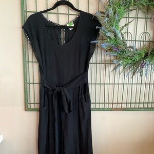 Anthropologie Abbey Jumpsuit black tie waist